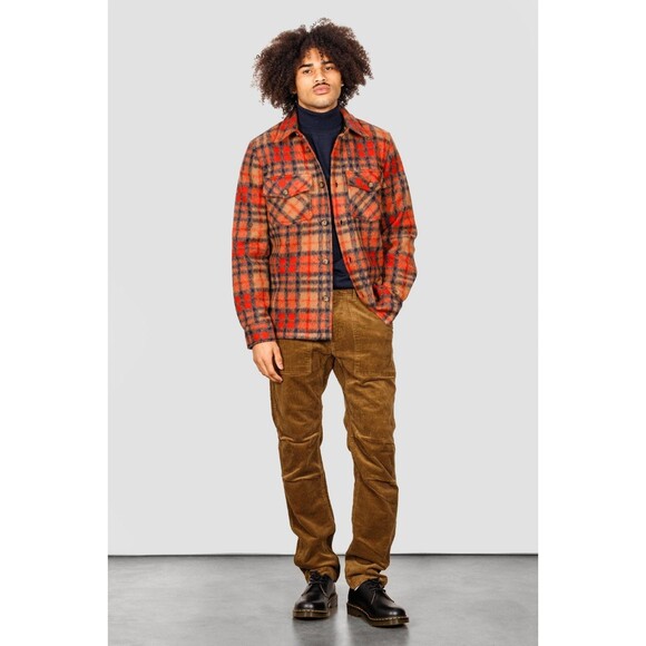 Portuguese Flannel Ignition Overshirt Men's Size Medium Tan/Red Plaid Shacket